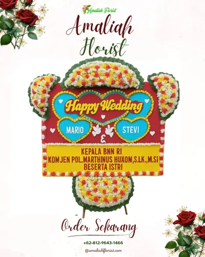 Karangan Papan Bunga Pernikahan di Pering Sari